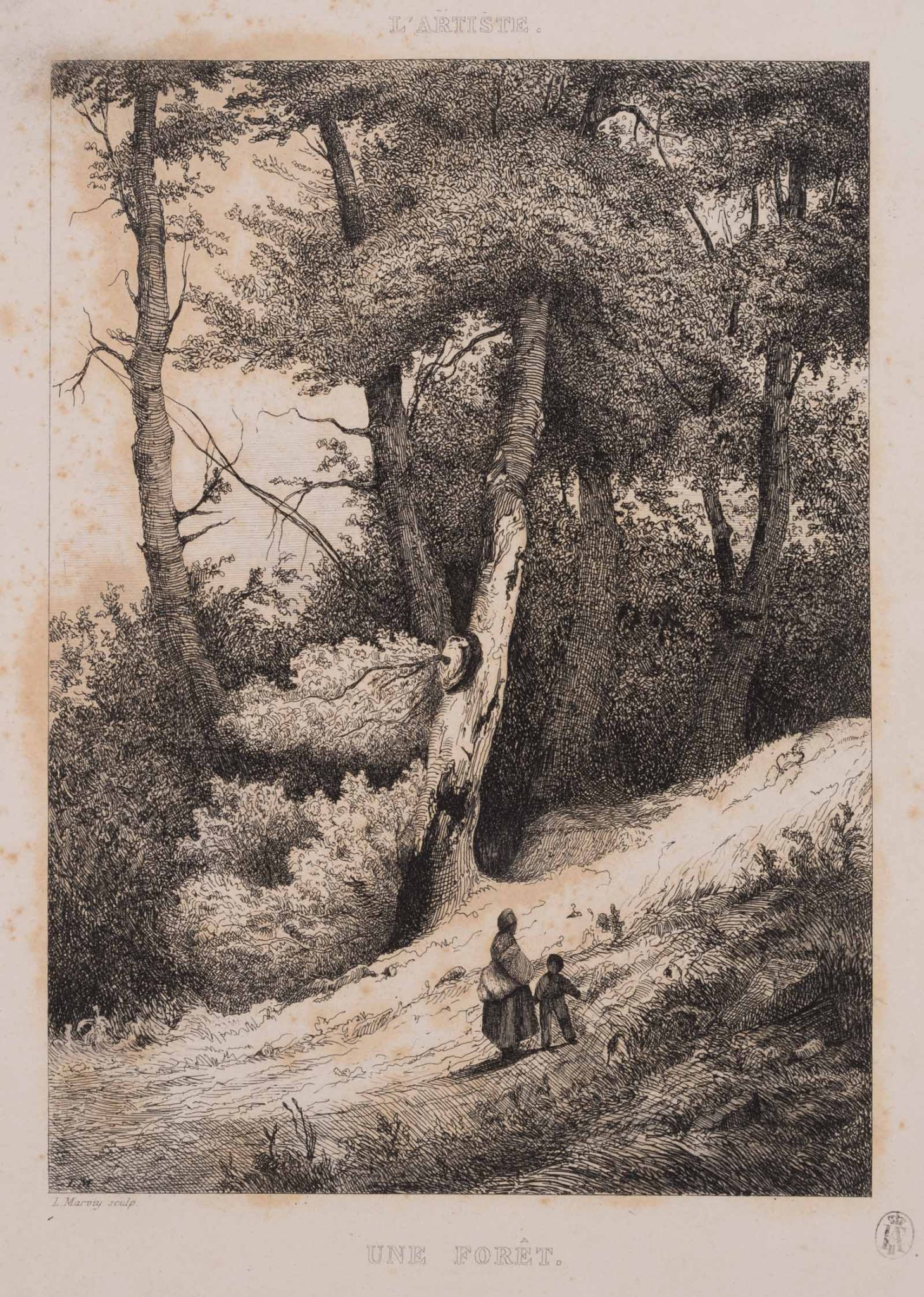 Frau mit Kind im Wald