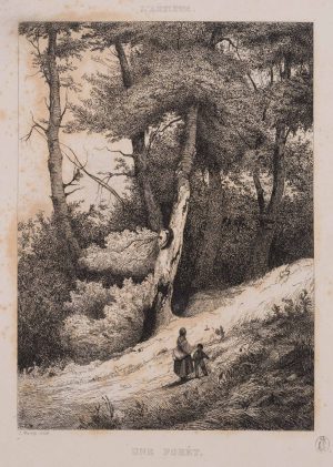 Frau mit Kind im Wald