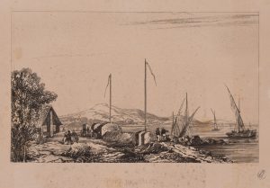 Hafenszene mit Fischern