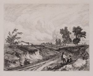 Wiesenlandschaft mit Wanderspaar