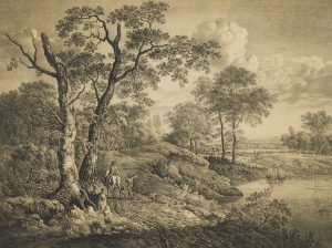Auenlandschaft mit Reisenden