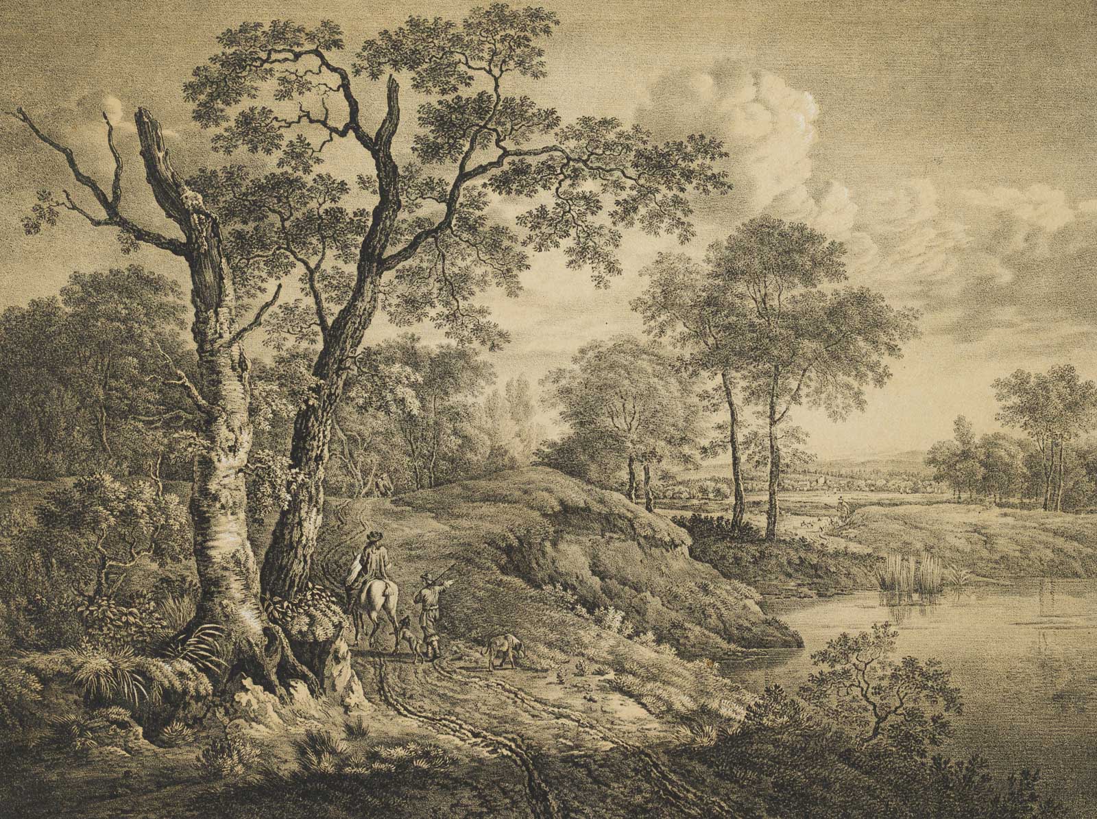 Auenlandschaft mit Reisenden