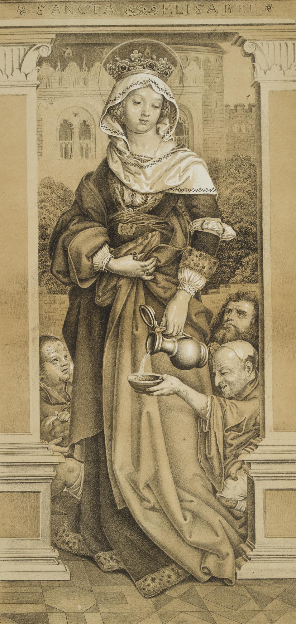 Heilige Elisabeth mit Bettlern