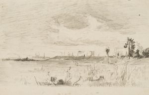 Landschaft mit Turmsilhouetten