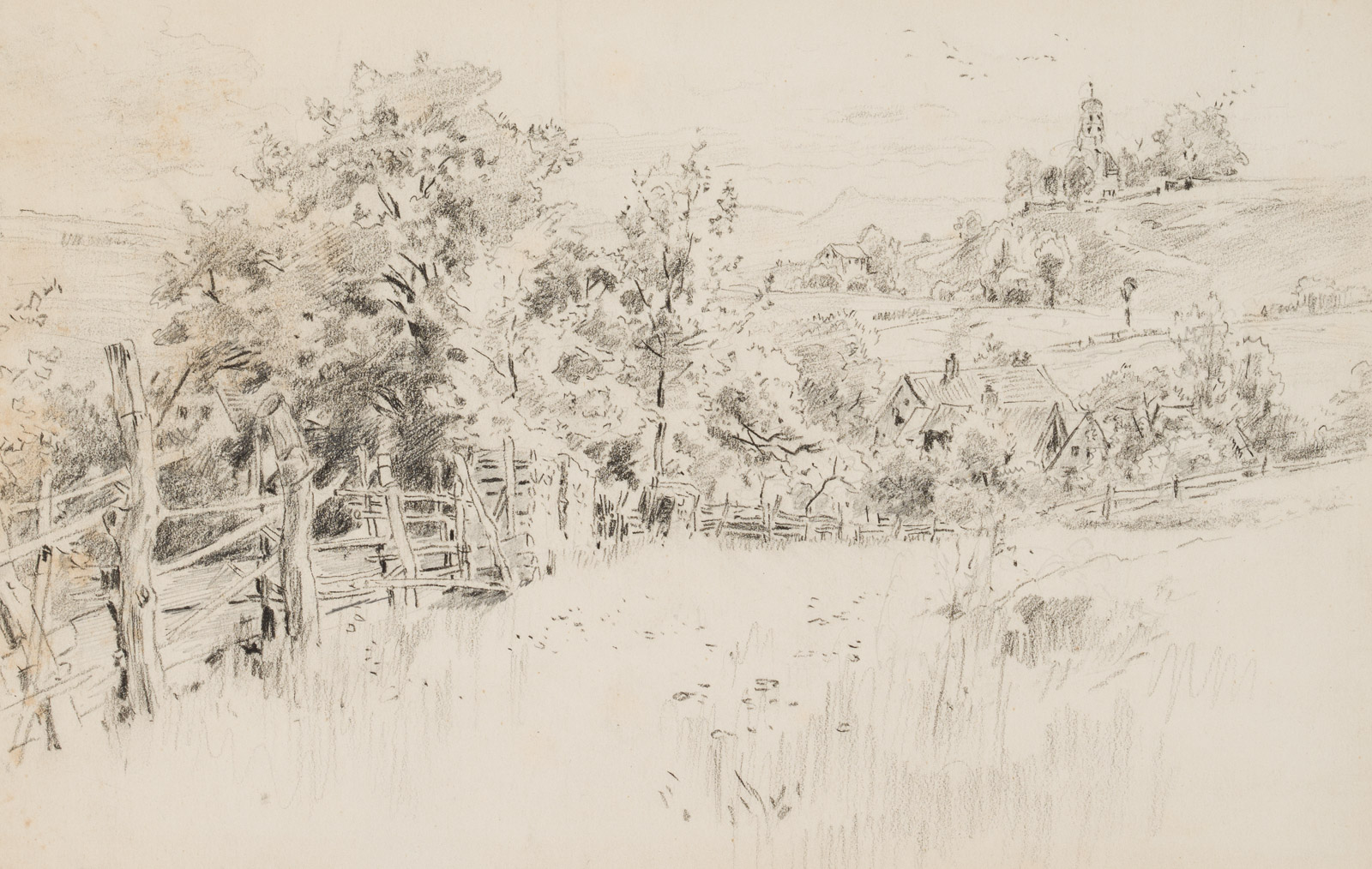 Wiesenlandschaft am Dorfrand