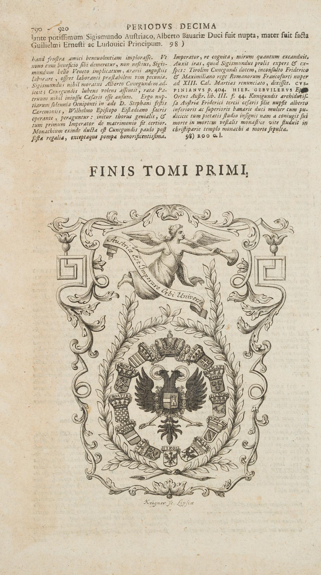 Titelvignette mit Wappen und Engel