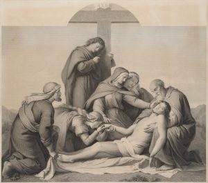 Kreuzabnahme, Christus und Maria