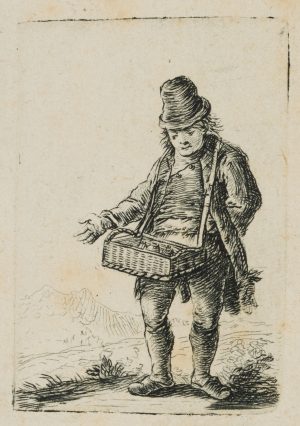 Händler mit Bauchladen