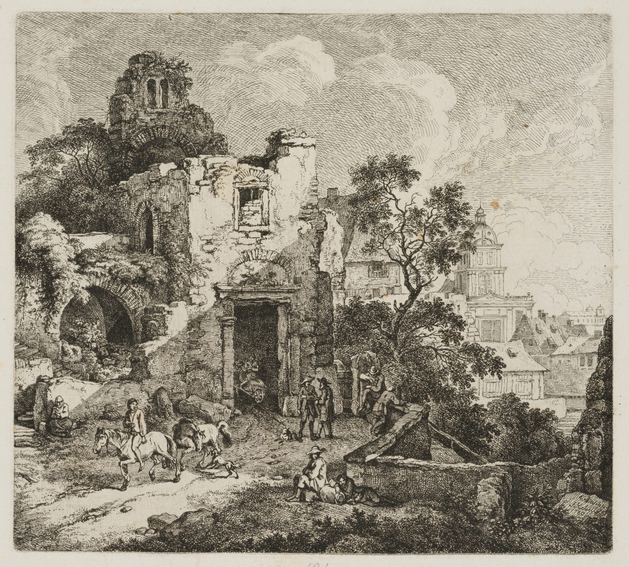 Italienische Landschaft mit Ruine