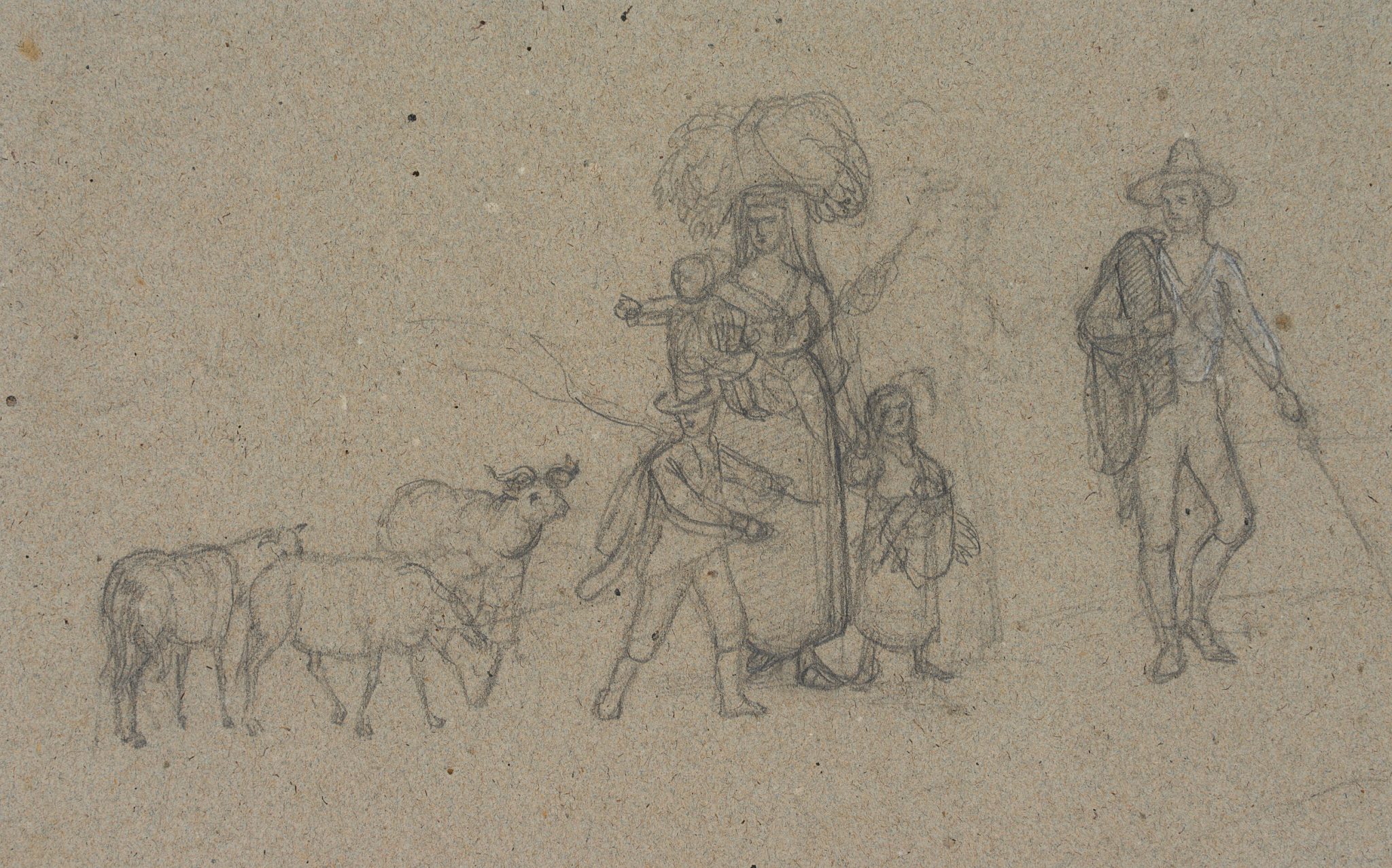 Hirtenfamilie mit Schafen