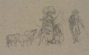 Hirtenfamilie mit Schafen