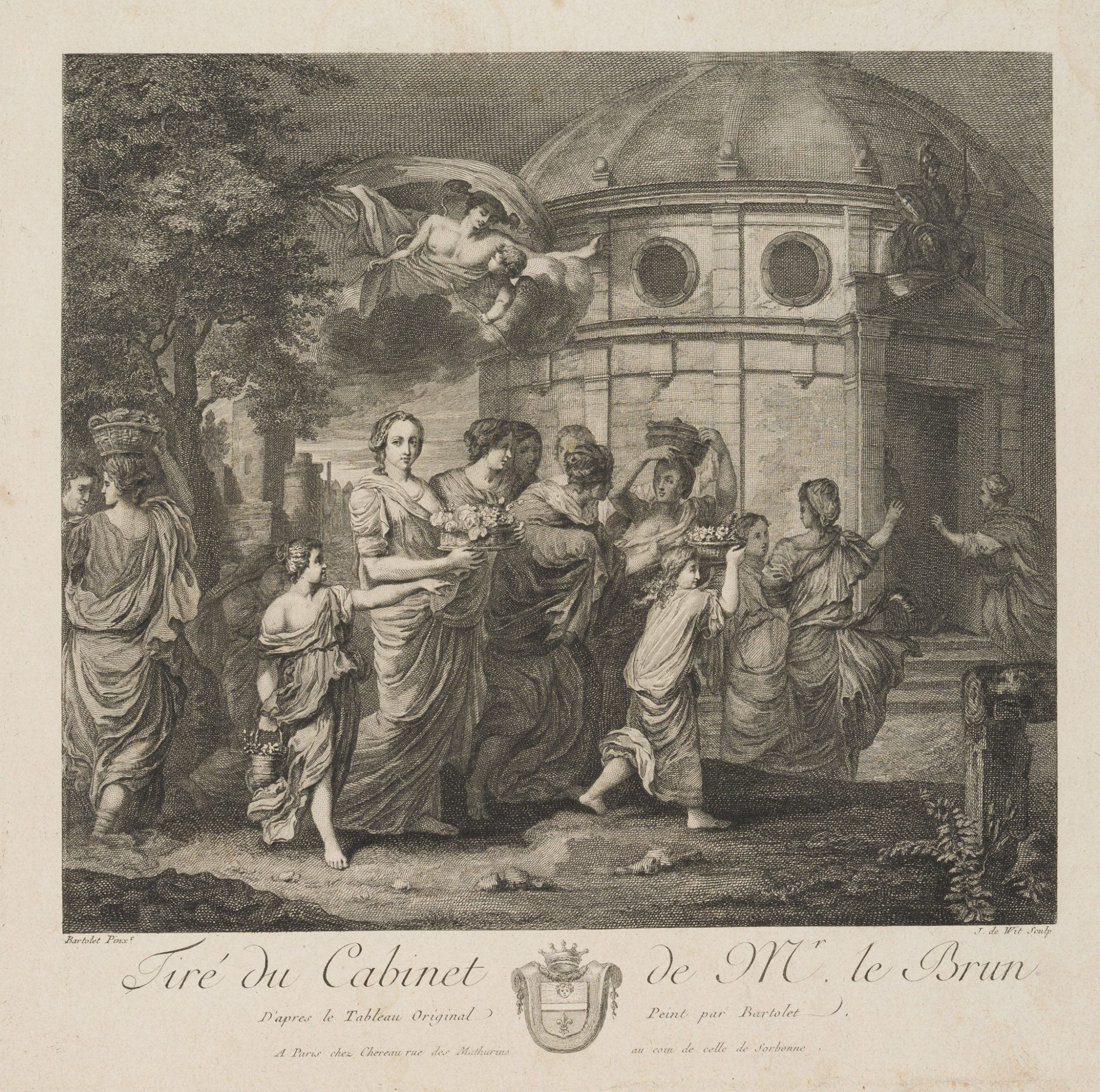 Frauen mit Blumen an Tempel
