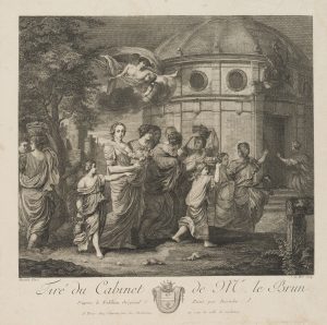 Frauen mit Blumen an Tempel