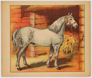 Pferd im Stall, Hahn