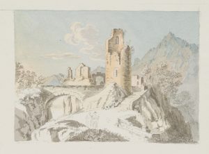 Schweiz, Burgruine in Alpen