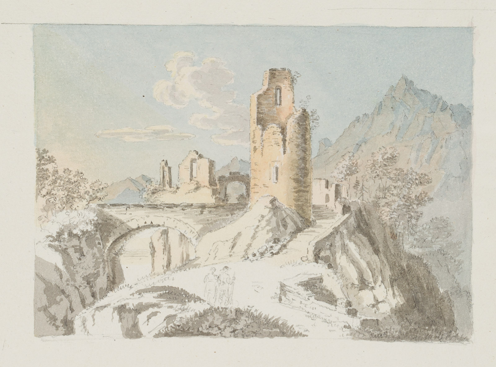 Schweiz, Burgruine in Alpen