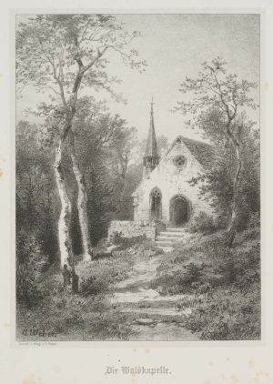 Blick auf eine Waldkapelle