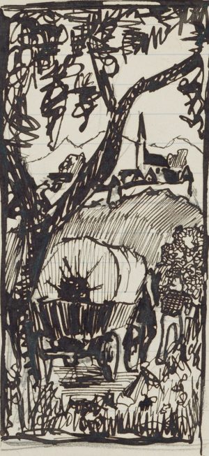 Planwagen in einer Landschaft
