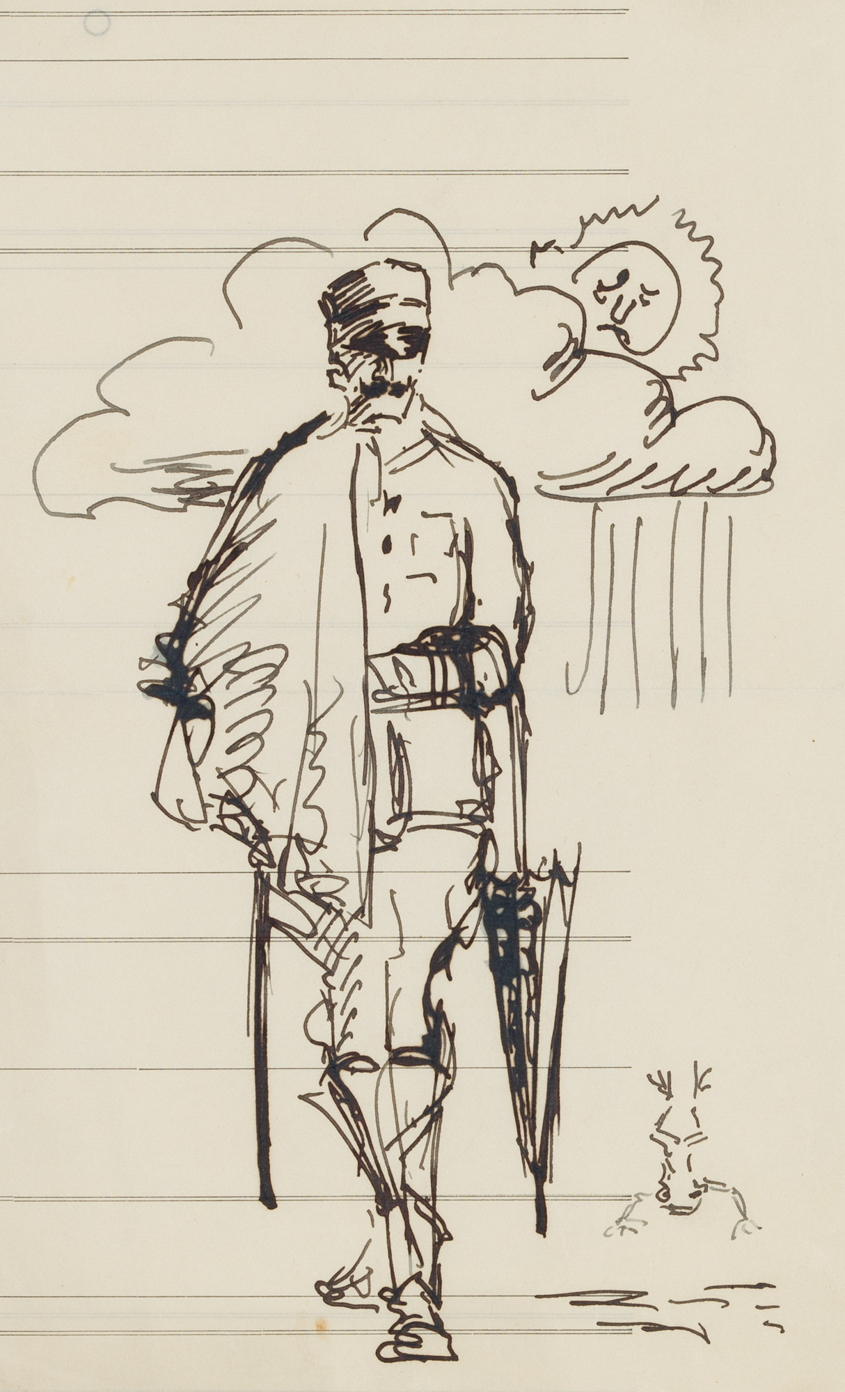 Soldat des 1. Weltkriegs im Regen