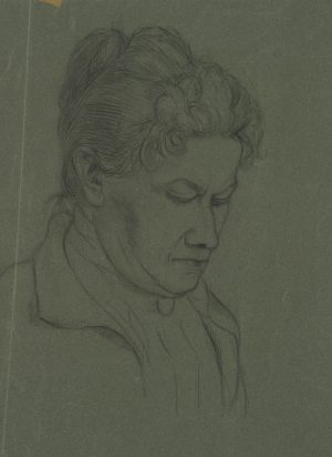 Frauenporträt auf dunklem Karton