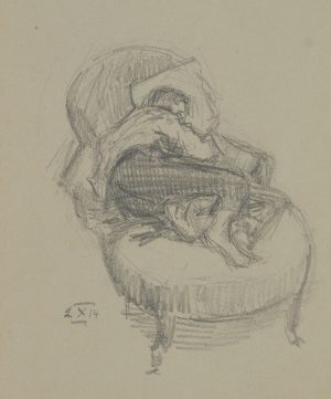 Liegende Figur auf Ottomane