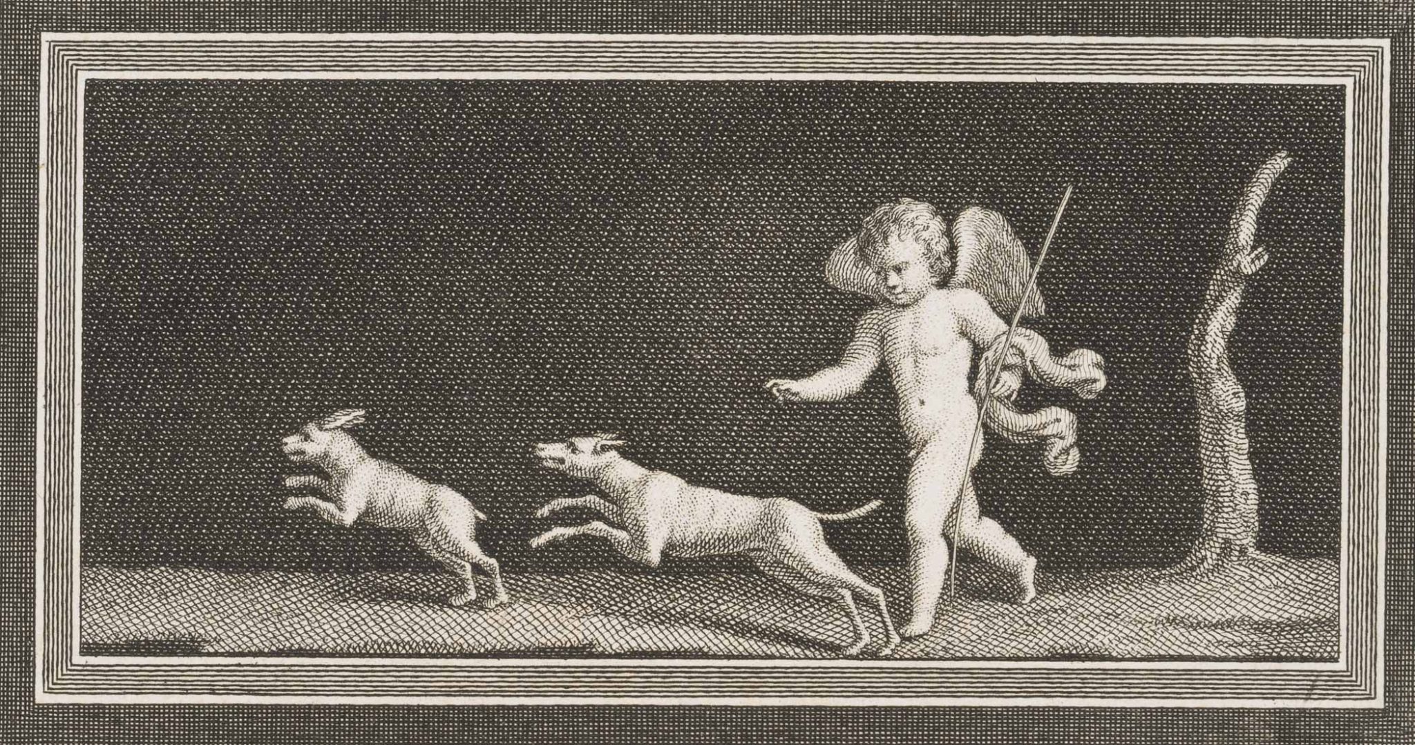 Putto auf Jagd mit Hunden