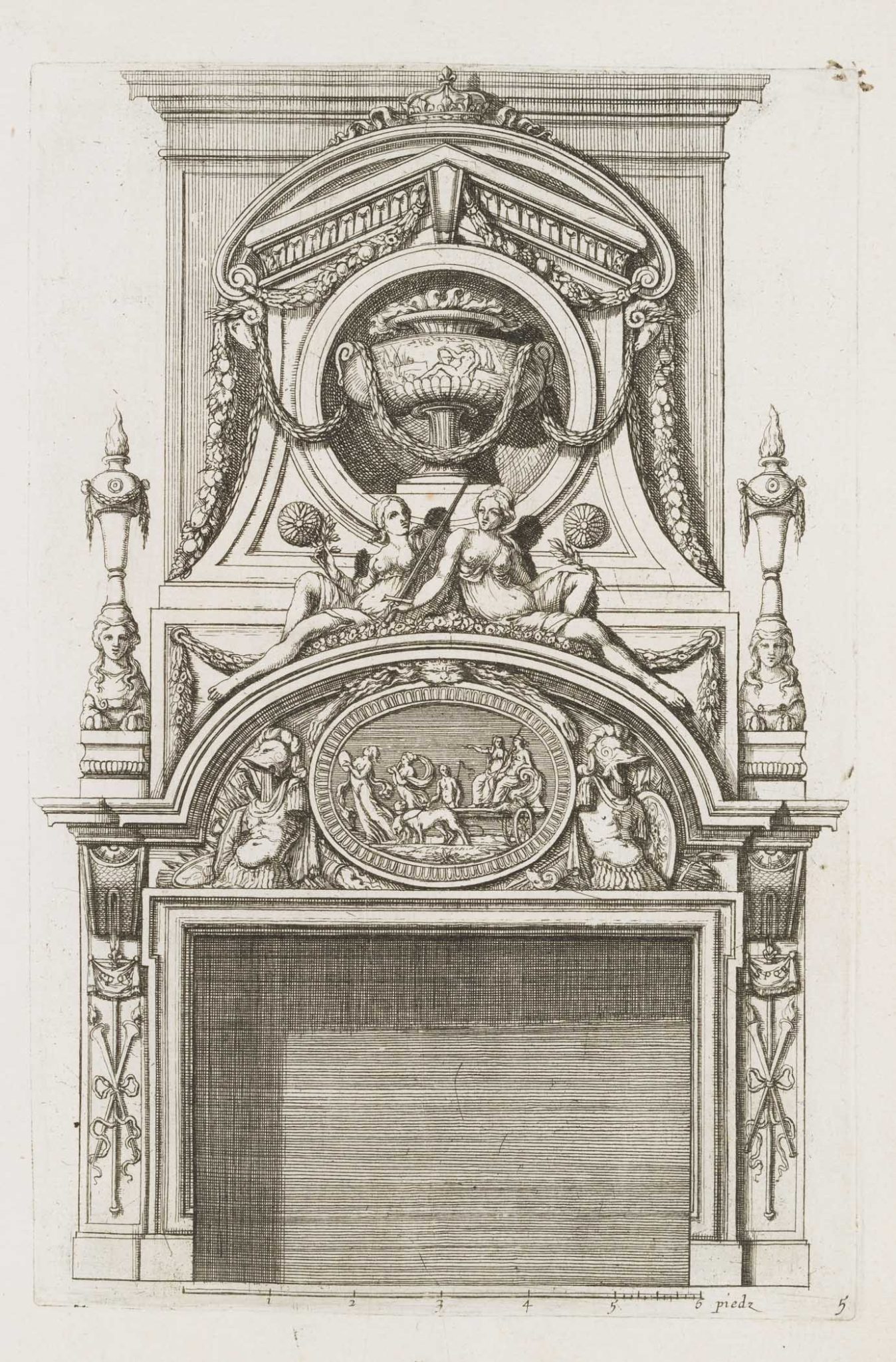 Barocker Kaminentwurf. Vorlage 5
