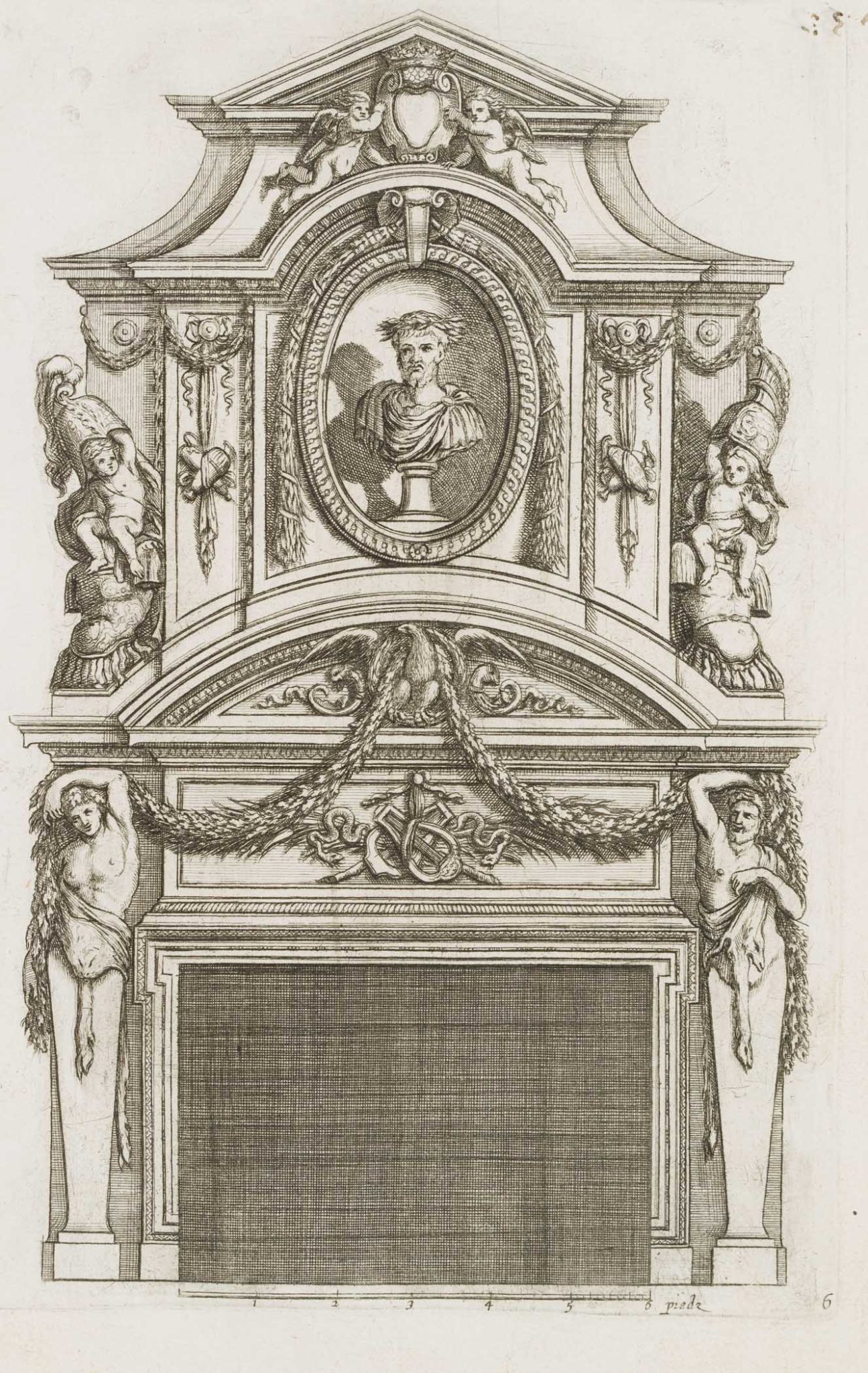 Barocker Kaminentwurf. Vorlage 6