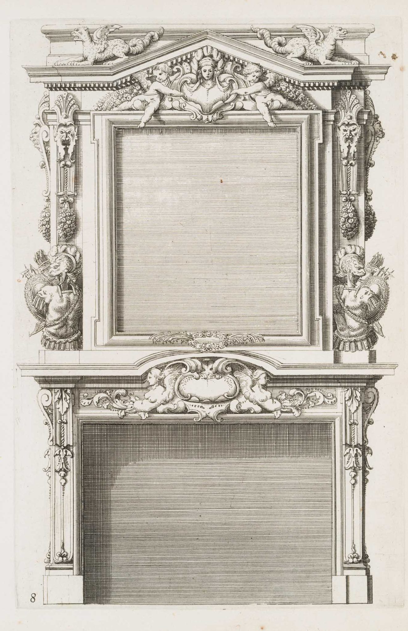 Barocker Kaminentwurf. Vorlage 8