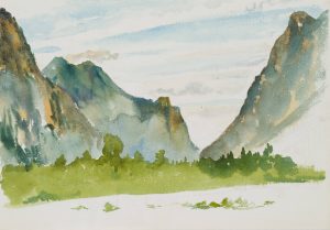 Gebirgsskizze. Alpenlandschaft