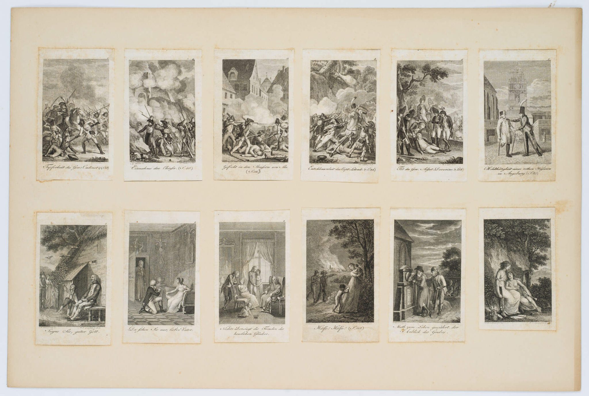 12 Illustrationen Kriegsszenen