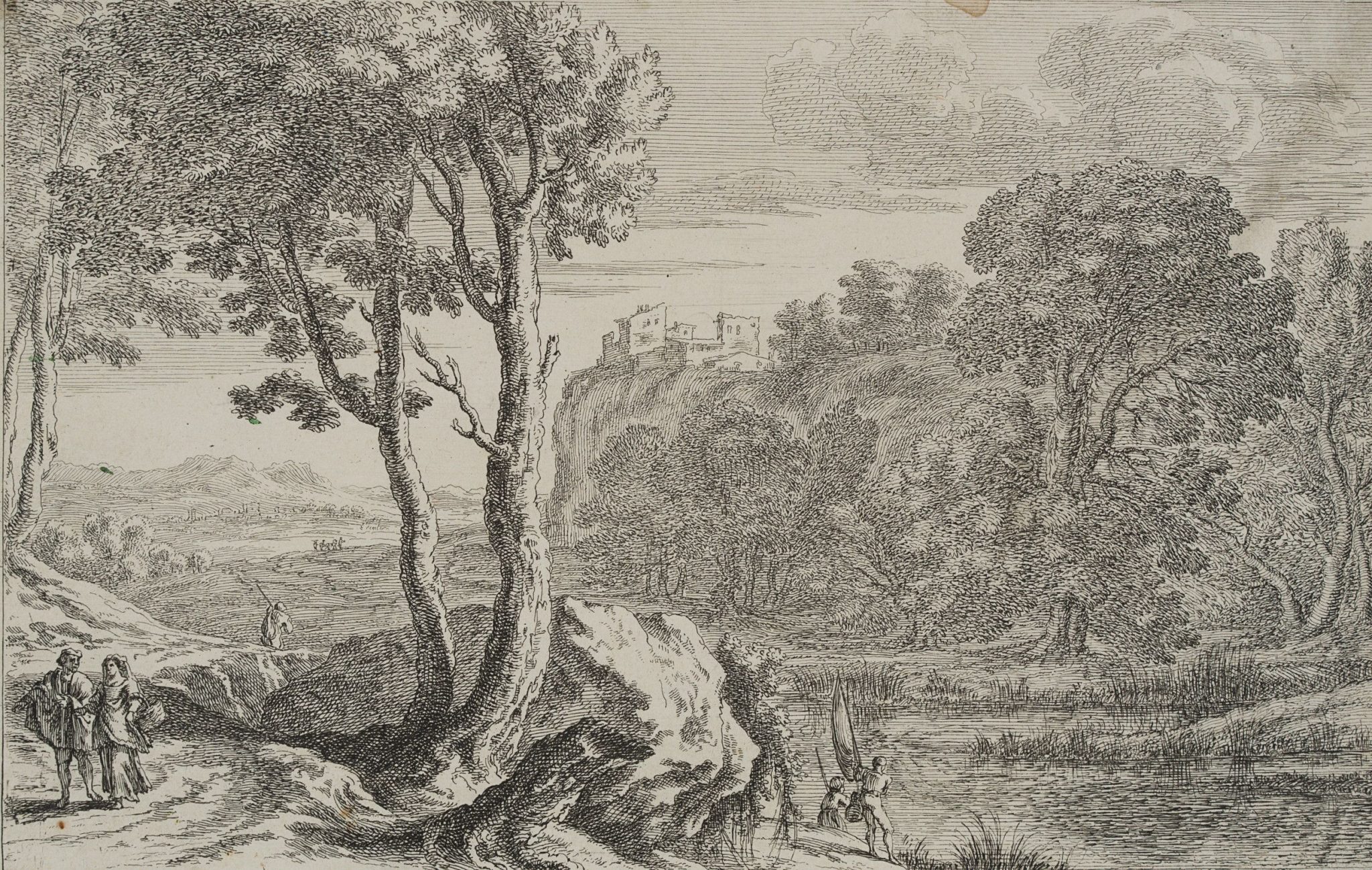 Felsige Flusslandschaft mit Anglern