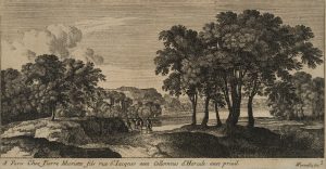 Flusslandschaft mit Wandersleuten