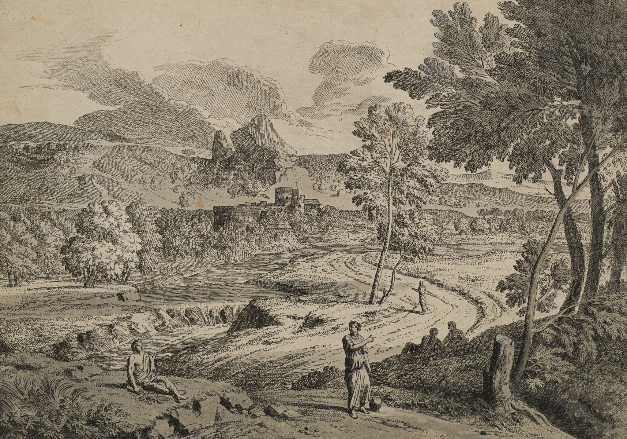 Arkadische Landschaft mit Fluss
