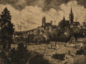 Stadtansicht mit Doppelturmkirche