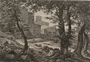 Sitzender Hirte in ital. Landschaft