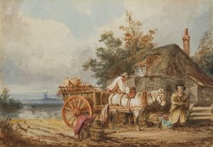 Fuhrwerk an Bauernkate