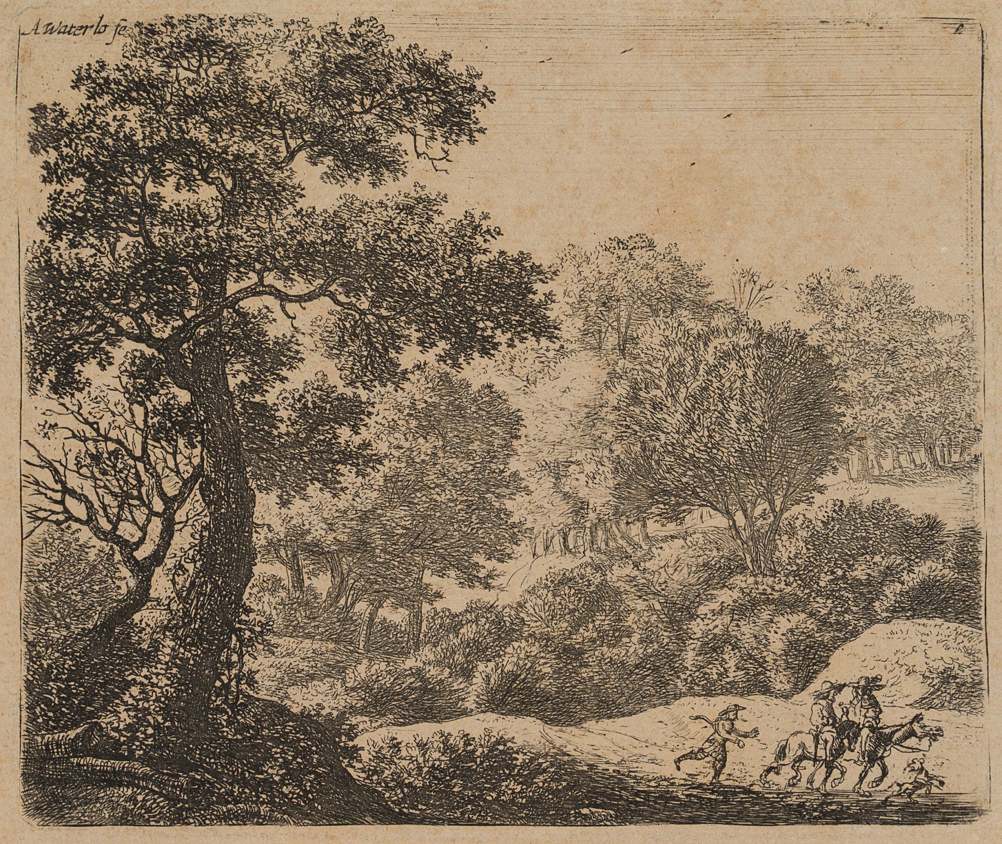 Waldlandschaft mit Reitenden