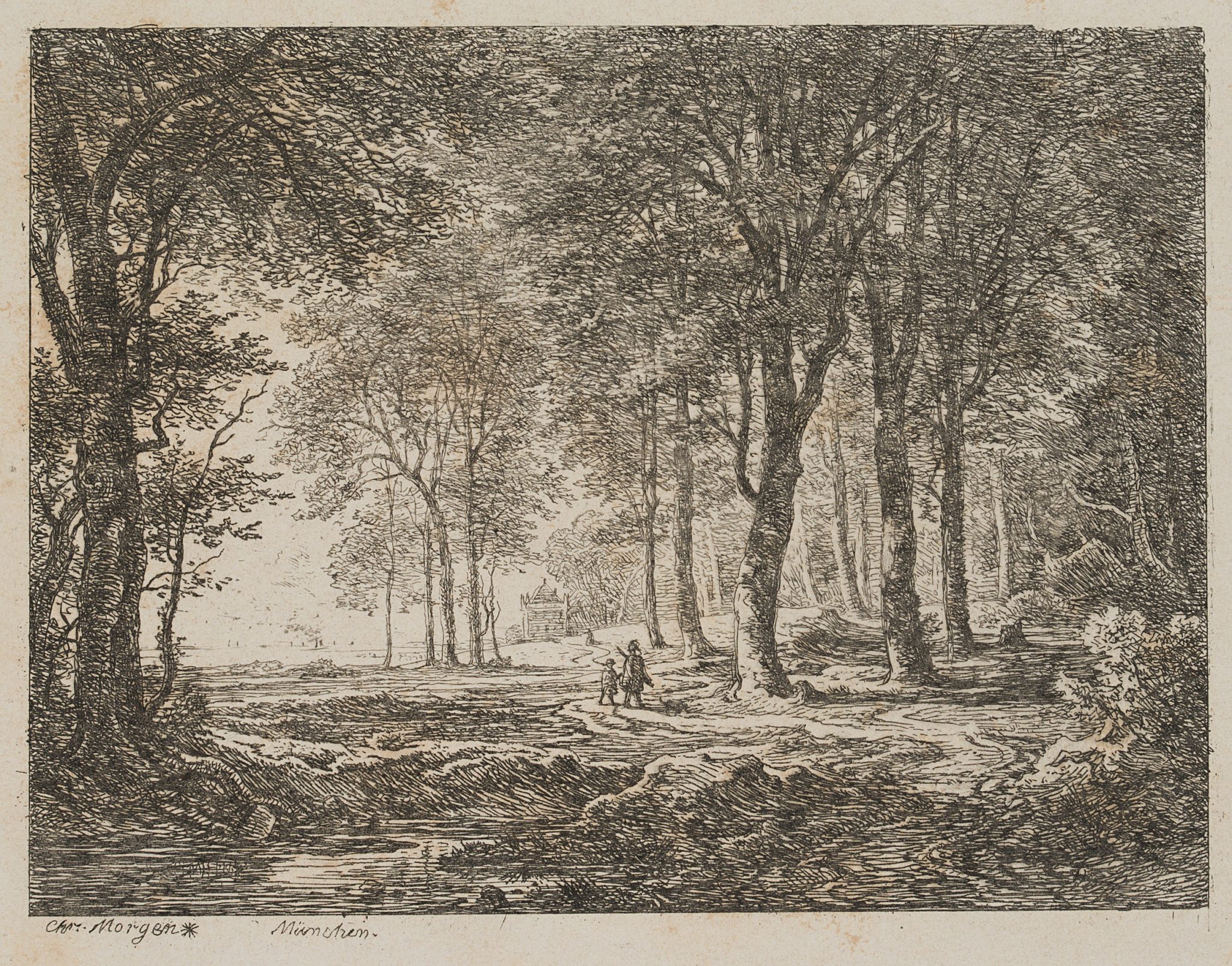 Bayerische Landschaft mit Jäger
