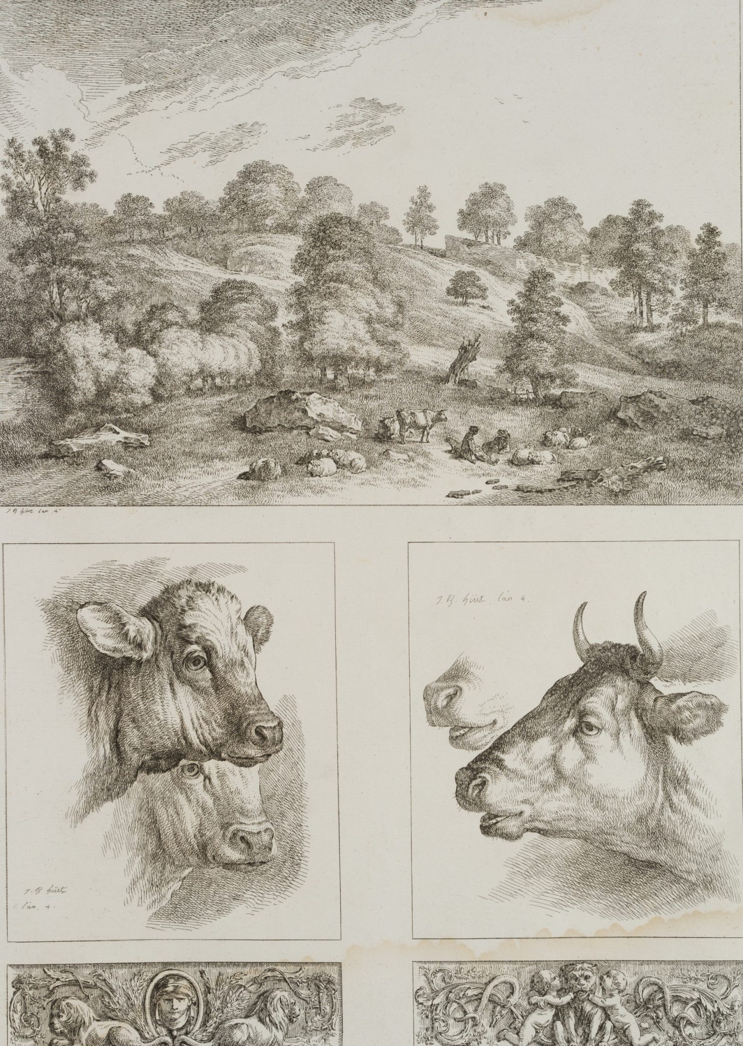 Landschaft mit Kühen und Kälbern
