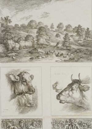 Landschaft mit Kühen und Kälbern