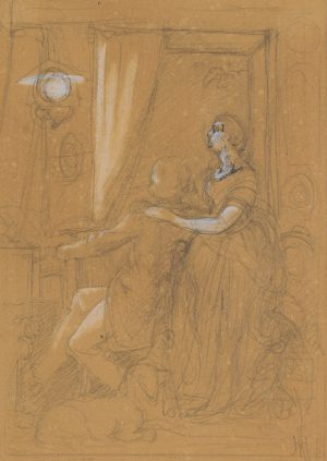 Interieur. Dame und Herr am Fenster