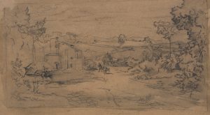 Mediterrane Landschaft mit Steinhütten