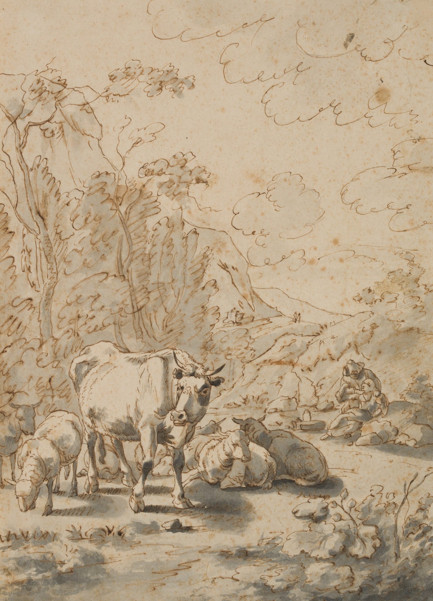 Pastorale Landschaft mit Hirten