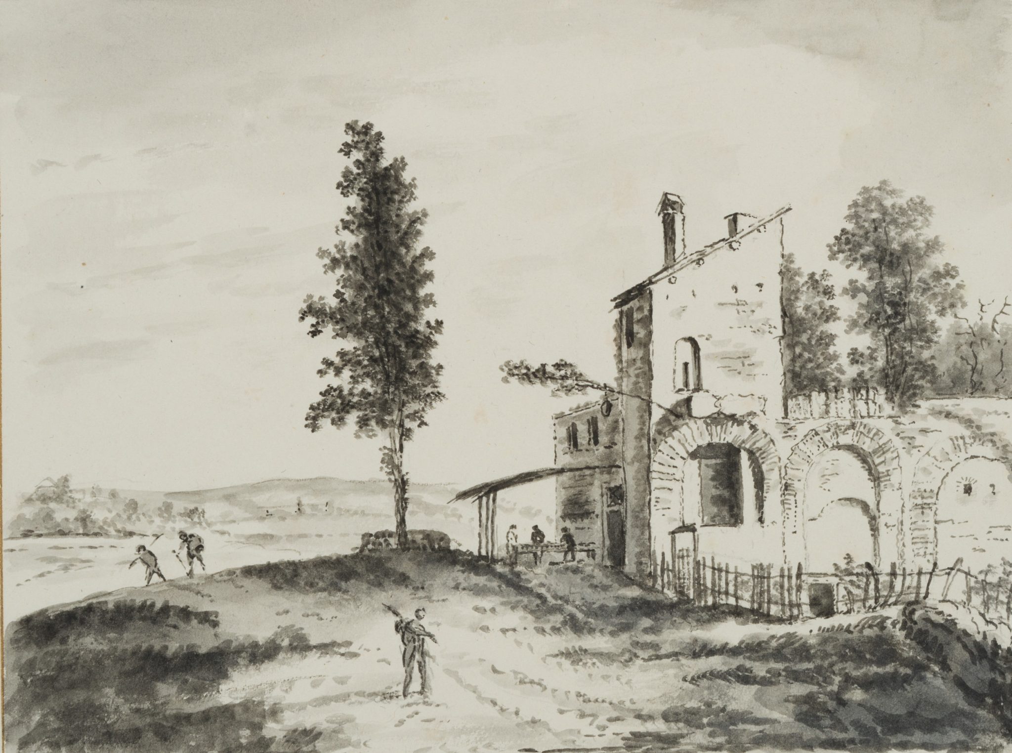 Wiesenlandschaft mit alter Landwarte