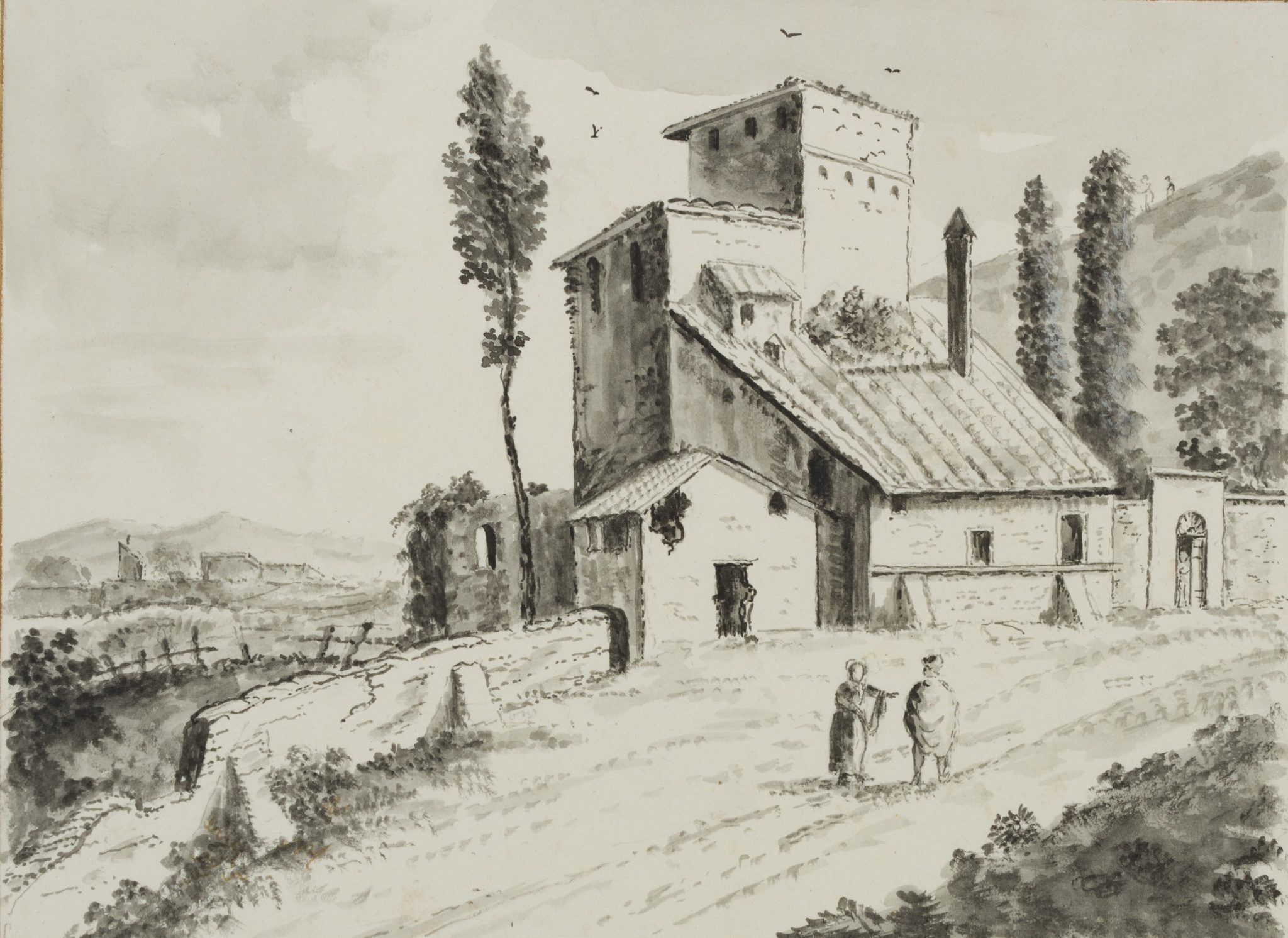 Landschaft mit alter Landwarte