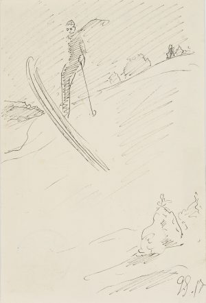 Postkarte mit Skifahrer