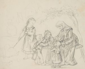 Krämerin und Kinder