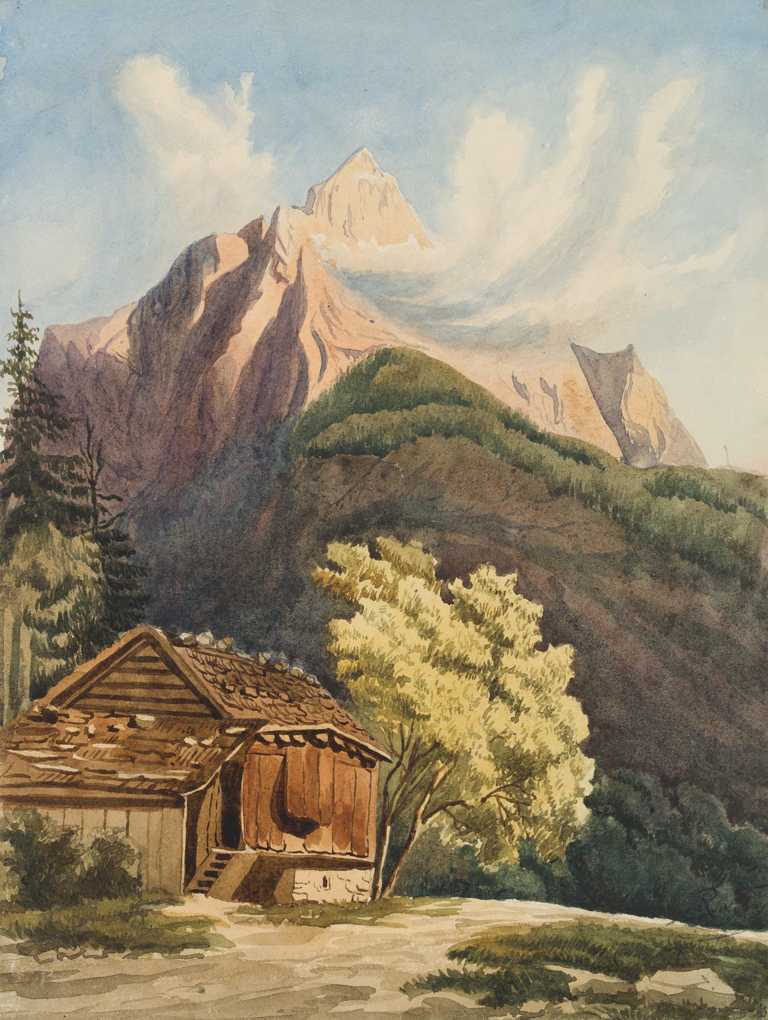 Allgäuer Gebirgslandschaft mit Hütte