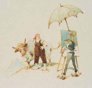 Karikatur eines Porträtmalers
